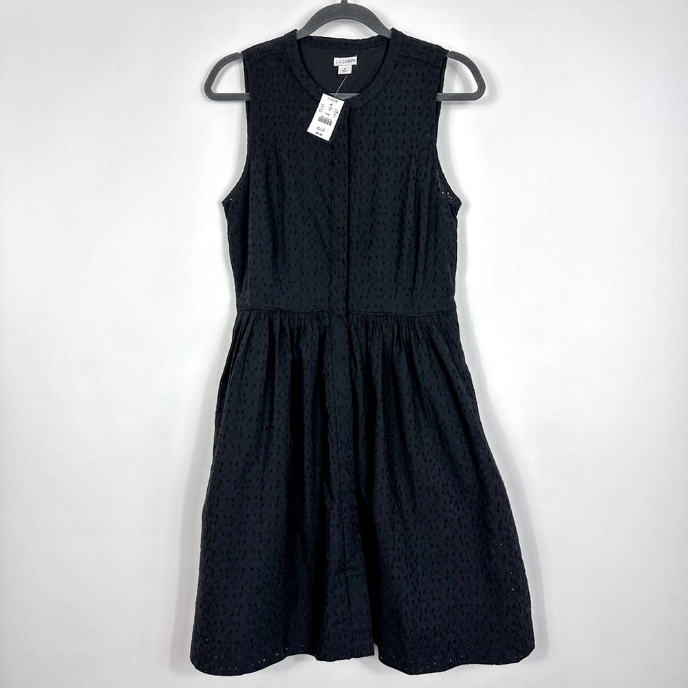 J. Crew Black Sleeveless Eyelet Midi Dress